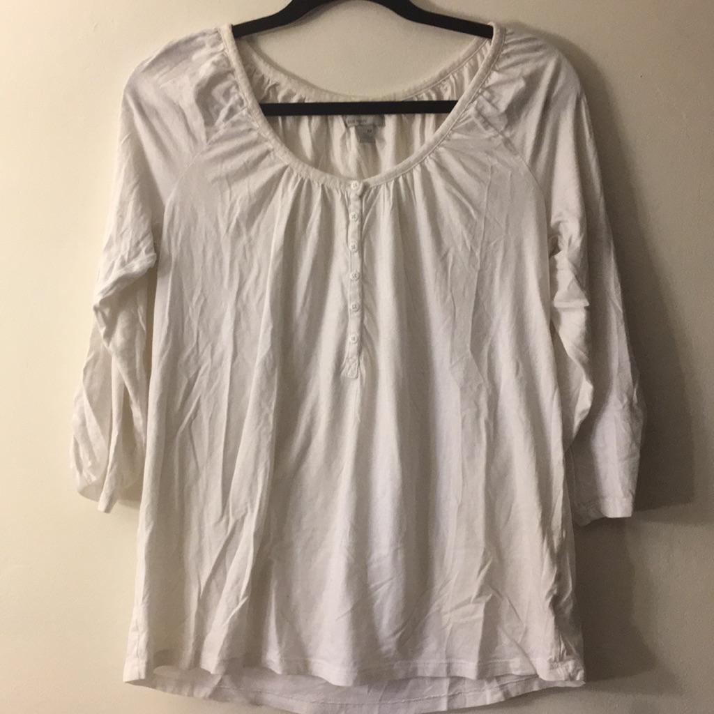 White Half Button Down Top
